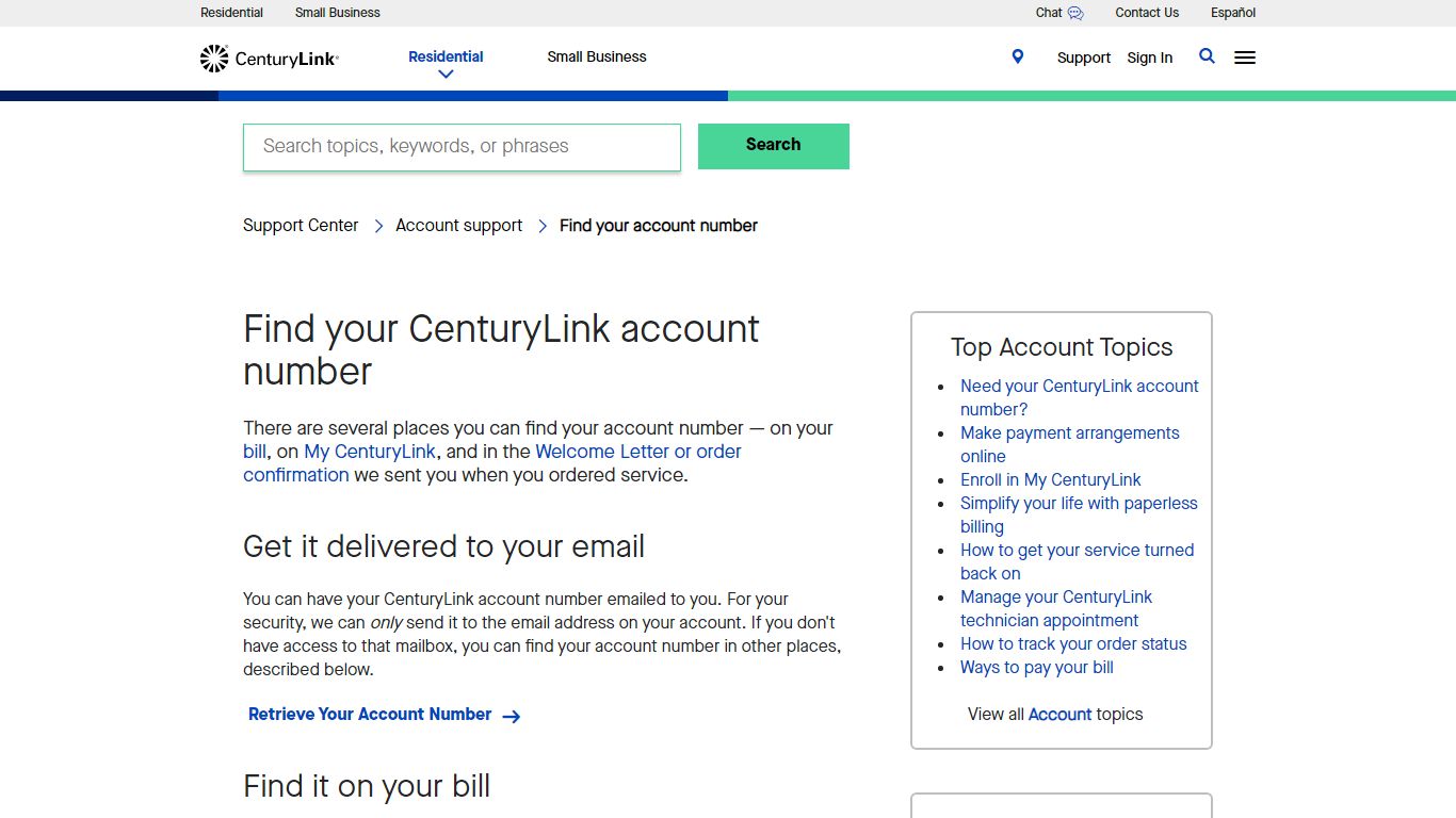 Find Your Account Number | CenturyLink